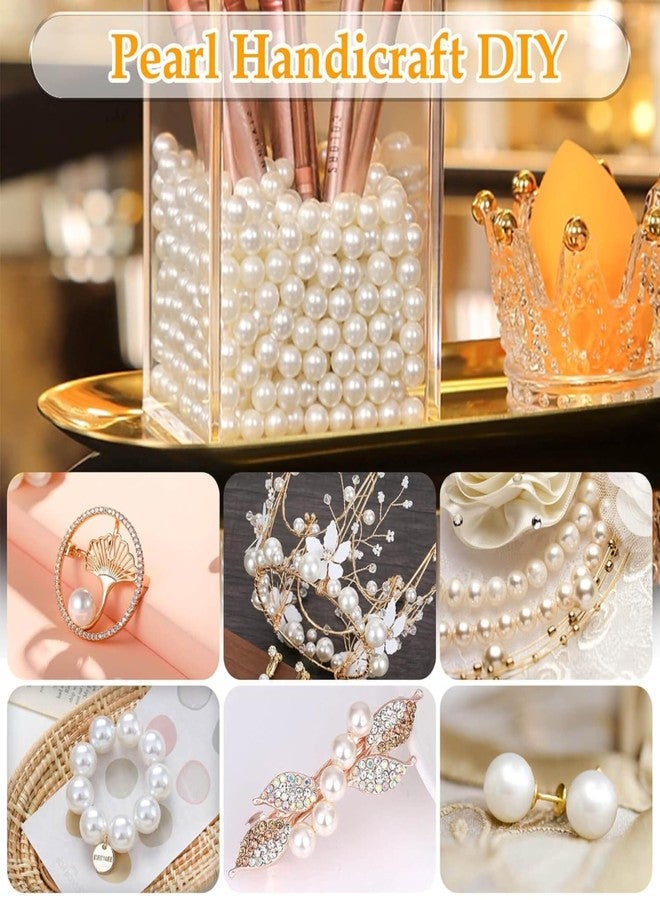 Tdas 600+ pcs 8 mm Beads for Jewellery Making kit Pearl moti DIY Craft Crystal Charms Materials Set Bracelet Earring Pearls with one Elastic roll - White Colour (8 MM White) - Image 2